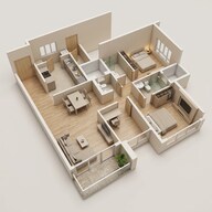 Floor plan of 2 BHK 982 Sq. Ft. Apartment in Adani Codename LIT, Thane