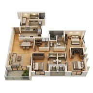Floor plan of 3 BHK 1133 Sq. Ft. Apartment in Adani Codename LIT, Thane
