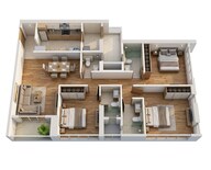Floor plan of 3 BHK 1360 Sq. Ft. Apartment in Adani Codename LIT, Thane
