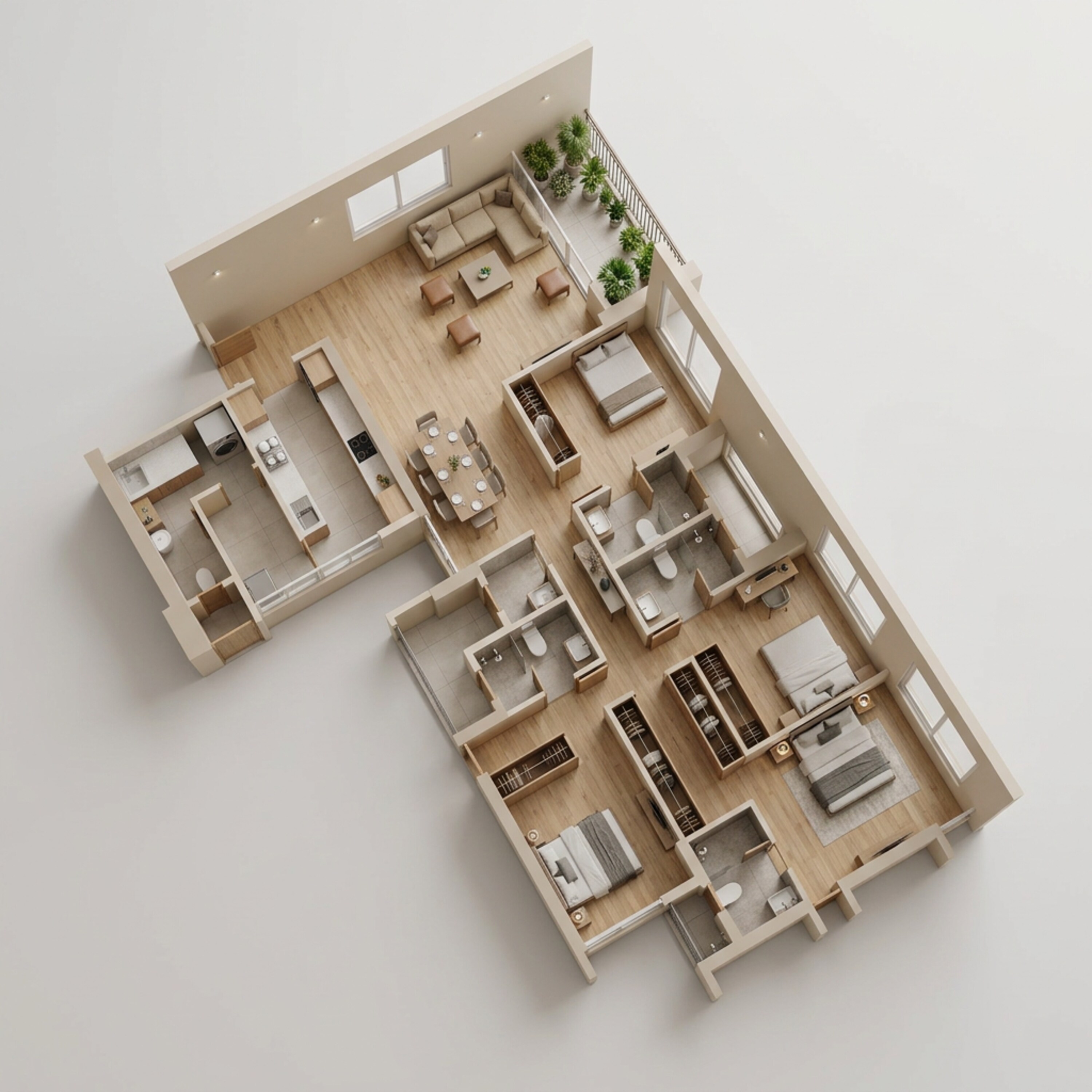 Floor plan of 4 BHK 1665 Sq. Ft. Apartment in Adani Codename LIT, Thane