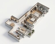 Floor plan of 2 BHK 828 Sq. Ft. Apartment in Purva Panorama, Thane