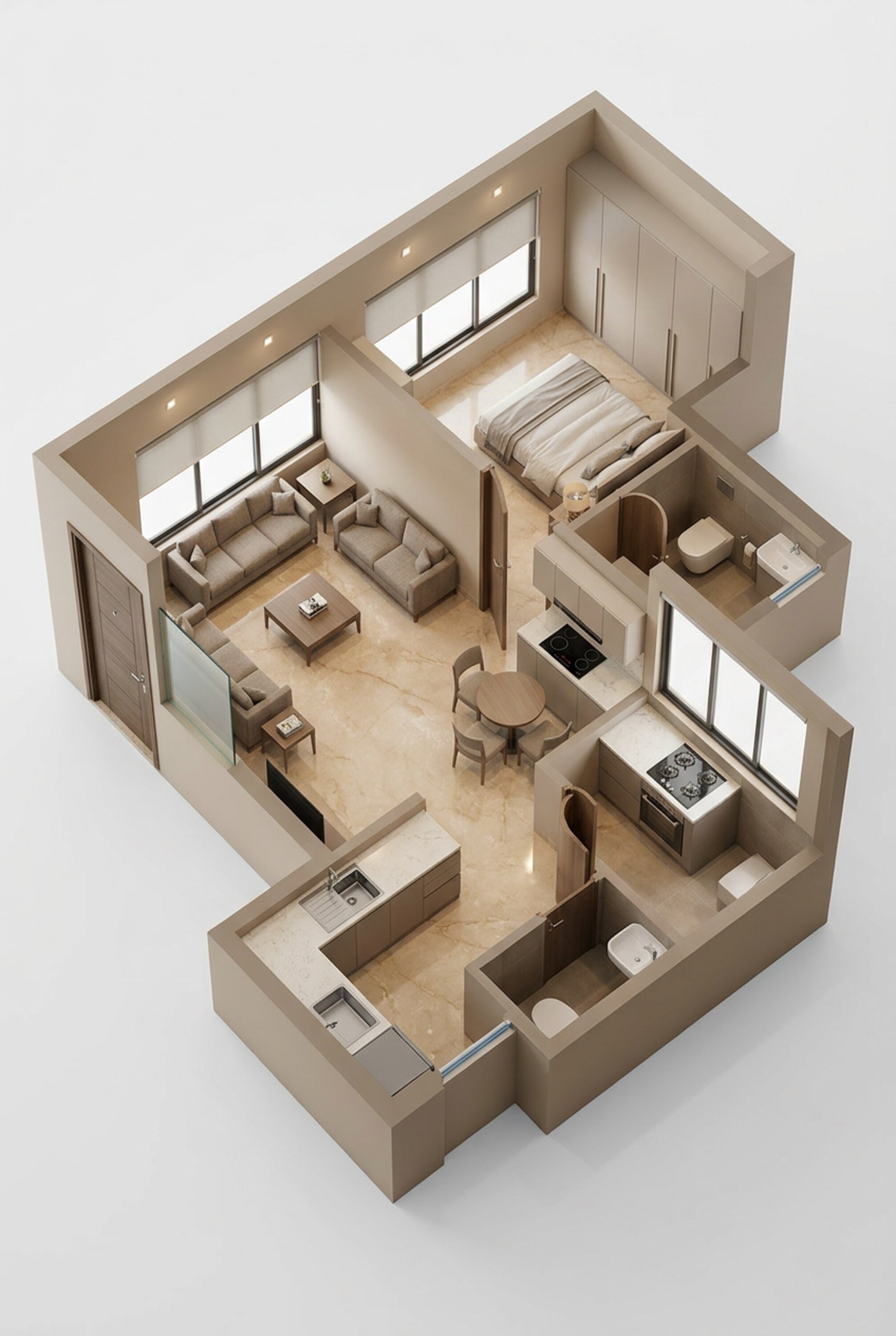 Floor plan of 1 BHK 415 Sq. Ft. Apartment in Platinum Crest, Mumbai