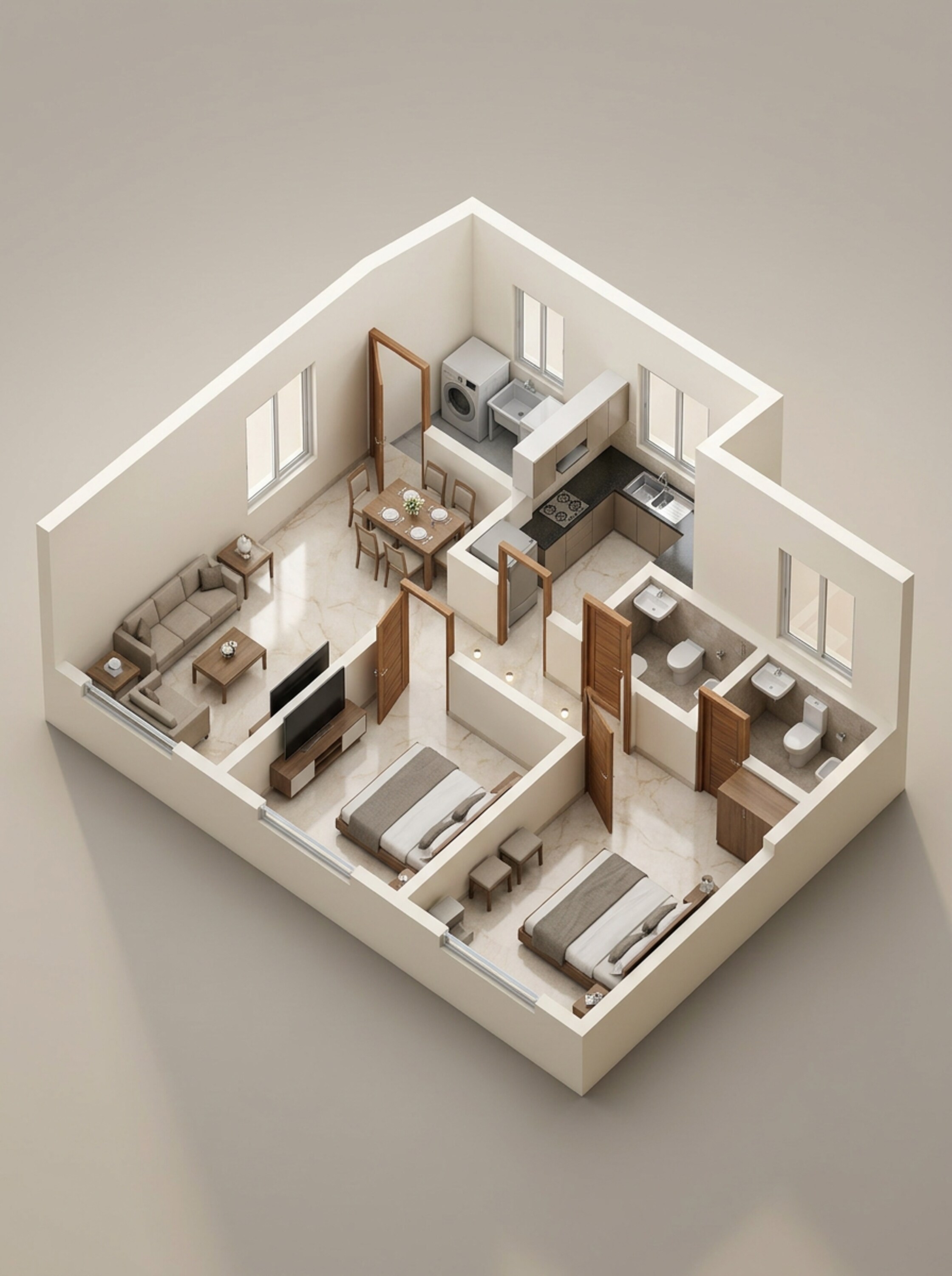 Floor plan of 2 BHK 560 Sq. Ft. Apartment in Platinum Crest, Mumbai