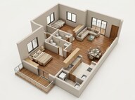 Floor plan of 2 BHK 1105 Sq. Ft. Apartment in SLV Enclave KR Puram, Bangalore