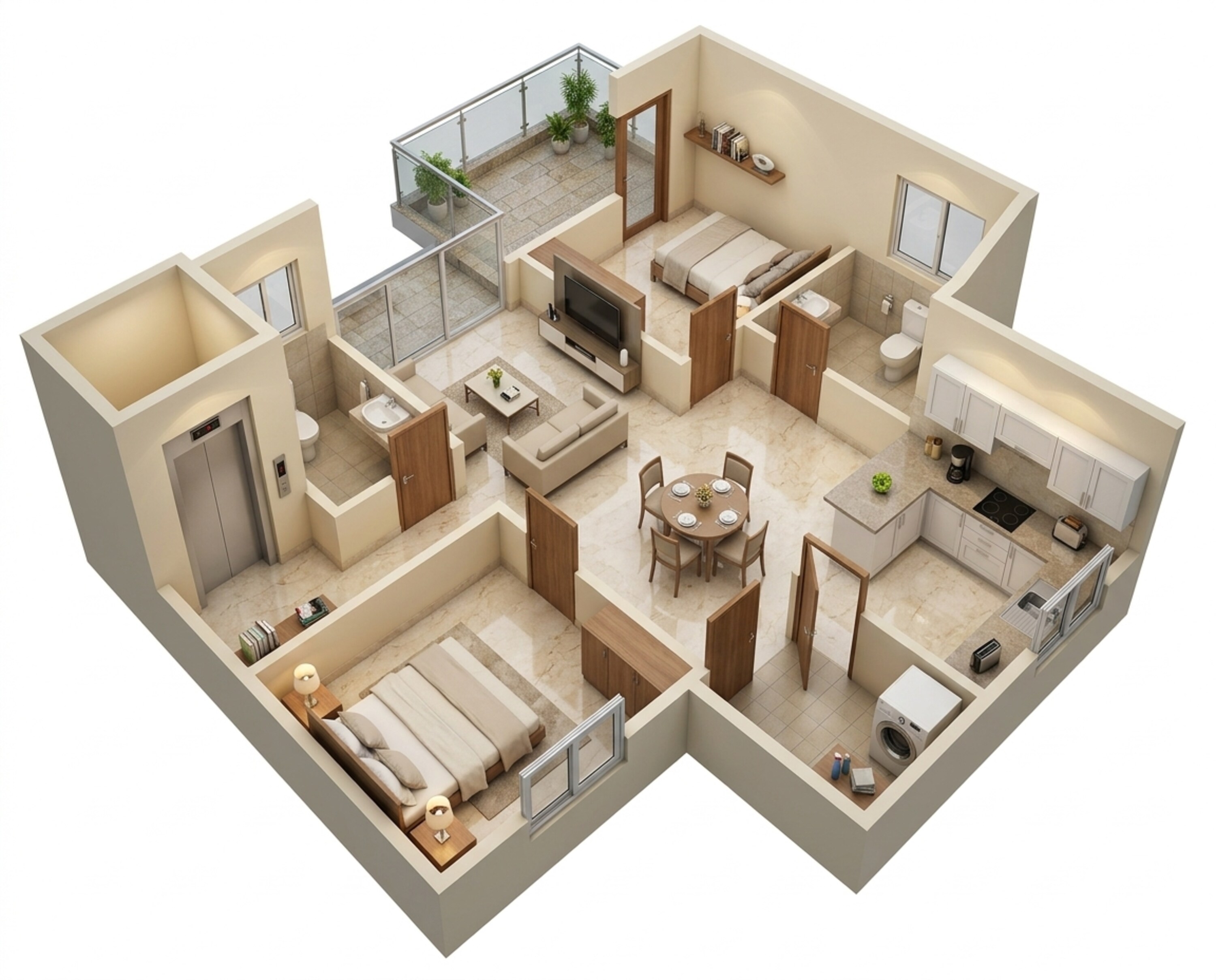 Floor plan of 2 BHK 1218 Sq. Ft. Apartment in SLV Enclave KR Puram, Bangalore