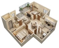 Floor plan of 2 BHK 1218 Sq. Ft. Apartment in SLV Enclave KR Puram, Bangalore