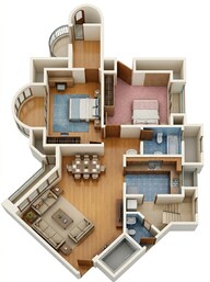 Floor plan of 2 BHK 999 Sq. Ft. Apartment in Nirmal City Of Joy, Mumbai