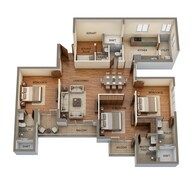 Floor plan of 3 BHK 1965 Sq. Ft. Apartment in Shalimar One World Marbella, Lucknow