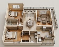 Floor plan of 2 BHK 1465 Sq. Ft. Apartment in CMR Karlan Residency, Vizag