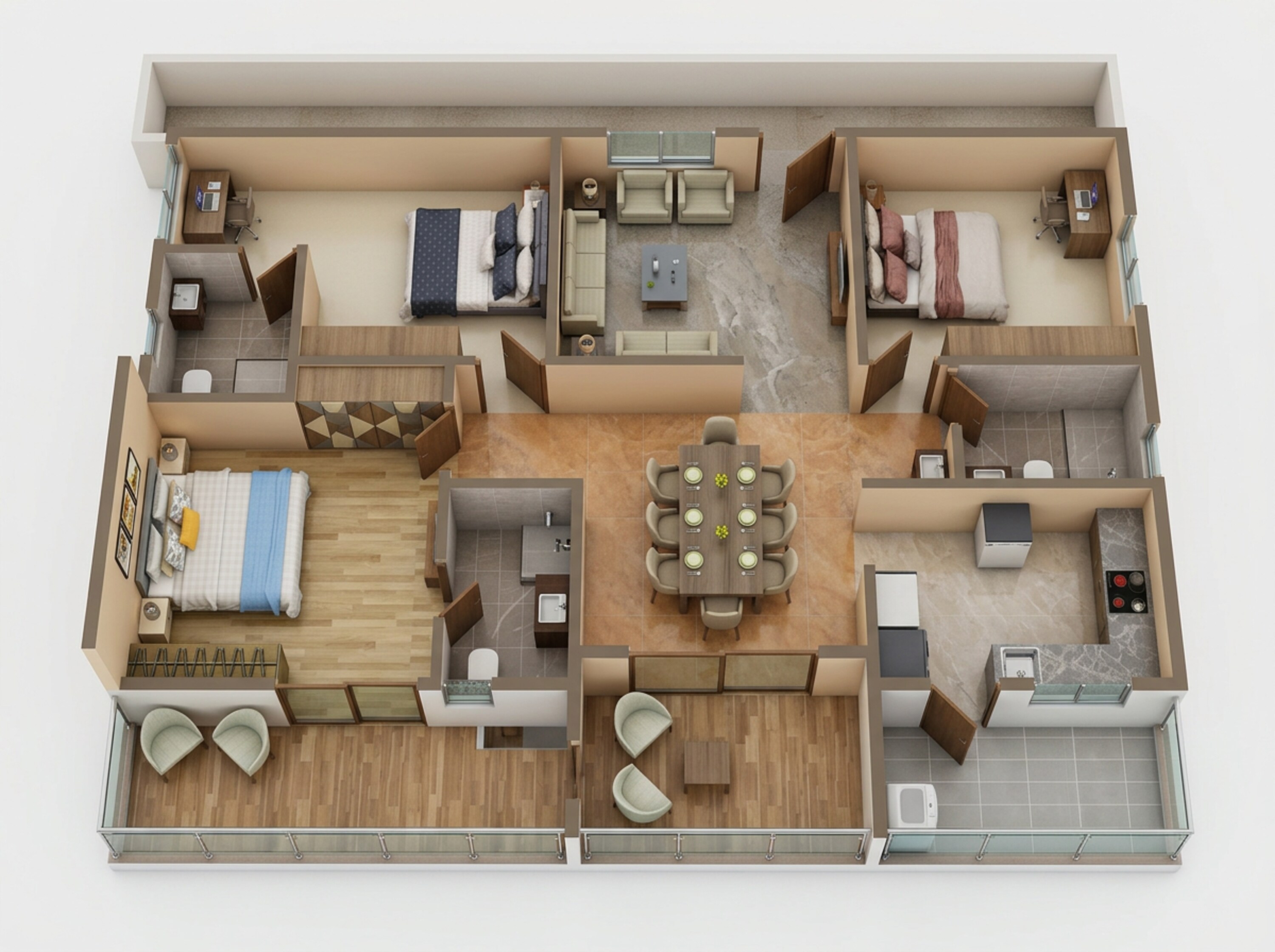 Floor plan of 3 BHK 1840 Sq. Ft. Apartment in Karlan CMR One, Vizag