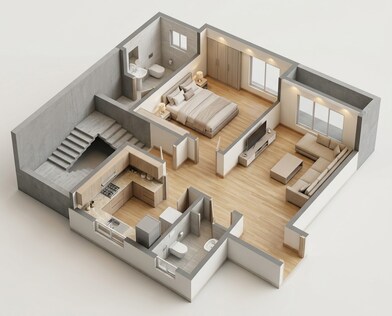 Floor plan of 1 BHK 339 Sq. Ft. Apartment in Adityaraj Tapovan, Mumbai