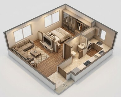 Floor plan of 1 BHK 421 Sq. Ft. Apartment in Adityaraj Tapovan, Mumbai
