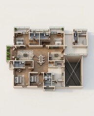 Floor plan of 3 BHK 3830 Sq. Ft. Apartment in Rajapushpa Skyra, Hyderabad