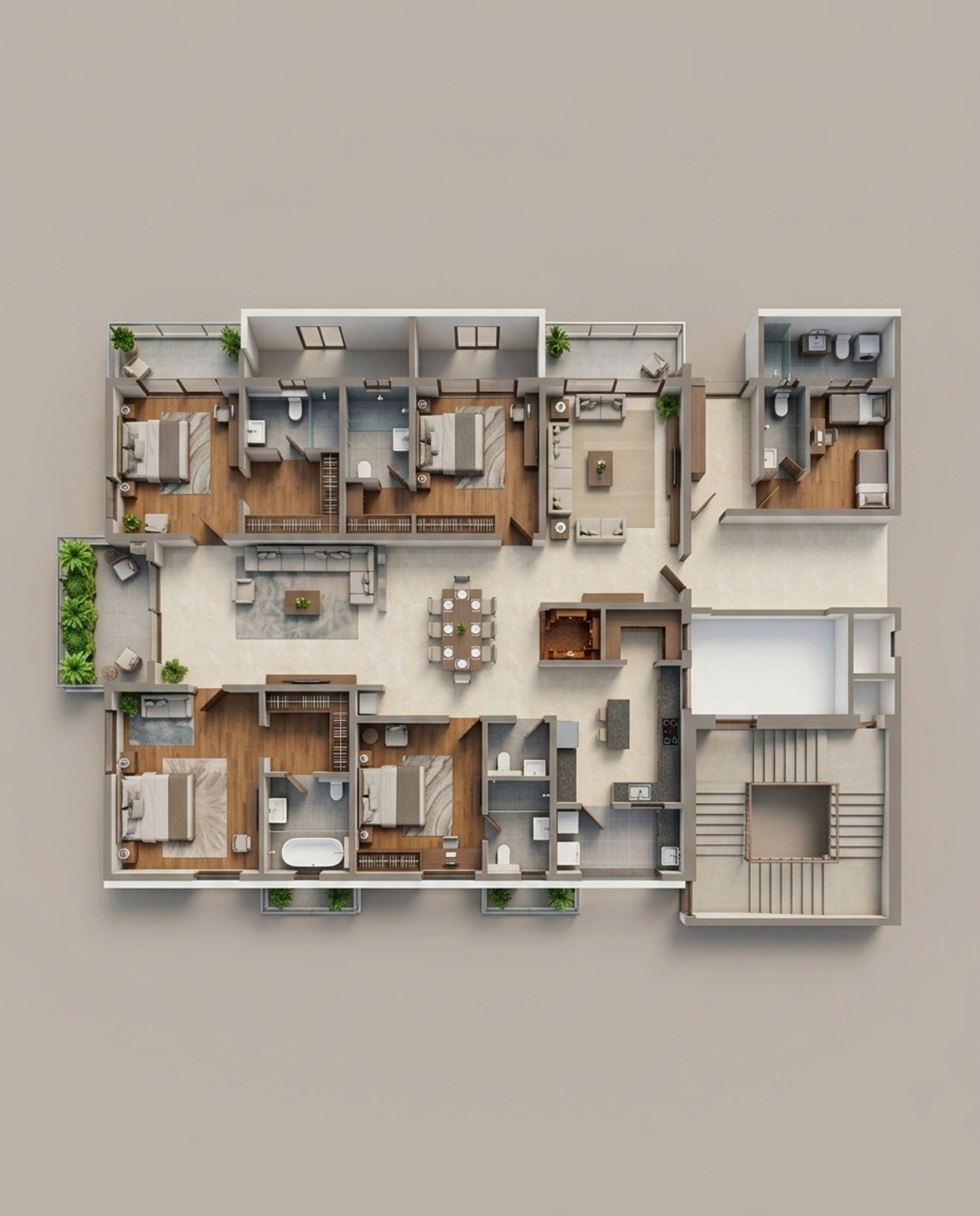 Floor plan of 4 BHK 4000 Sq. Ft. Apartment in Rajapushpa Skyra, Hyderabad