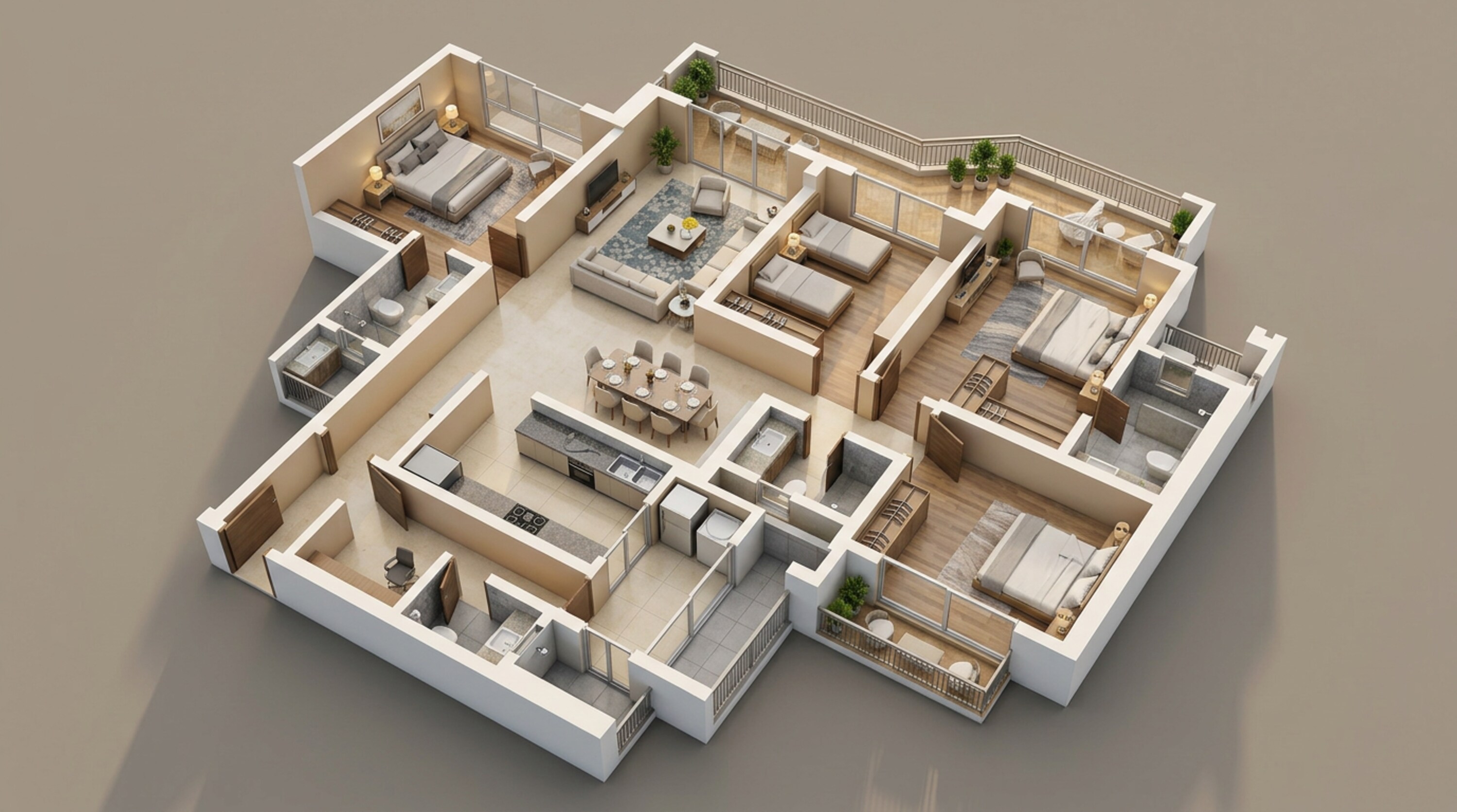 Floor plan of 4 BHK 2490 Sq. Ft. Apartment in The Prestige City, Ghaziabad