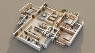 Floor plan of 4 BHK 2490 Sq. Ft. Apartment in The Prestige City, Ghaziabad