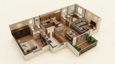 Floor plan of 2 BHK 1270 Sq. Ft. Apartment in SV Green View, Bangalore