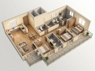 Floor plan of 3 BHK 1754 Sq. Ft. Apartment in Godrej Majesty, Greater Noida