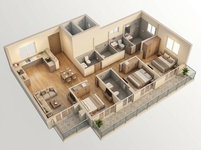 Floor plan of 3 BHK 1754 Sq. Ft. Apartment in Godrej Majesty, Greater Noida
