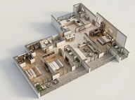 Floor plan of 3 BHK 2368 Sq. Ft. Apartment in Godrej Majesty, Greater Noida