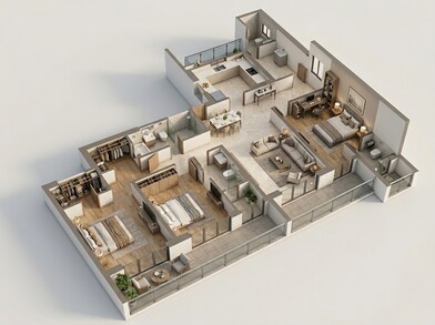 Floor plan of 3 BHK 2368 Sq. Ft. Apartment in Godrej Majesty, Greater Noida