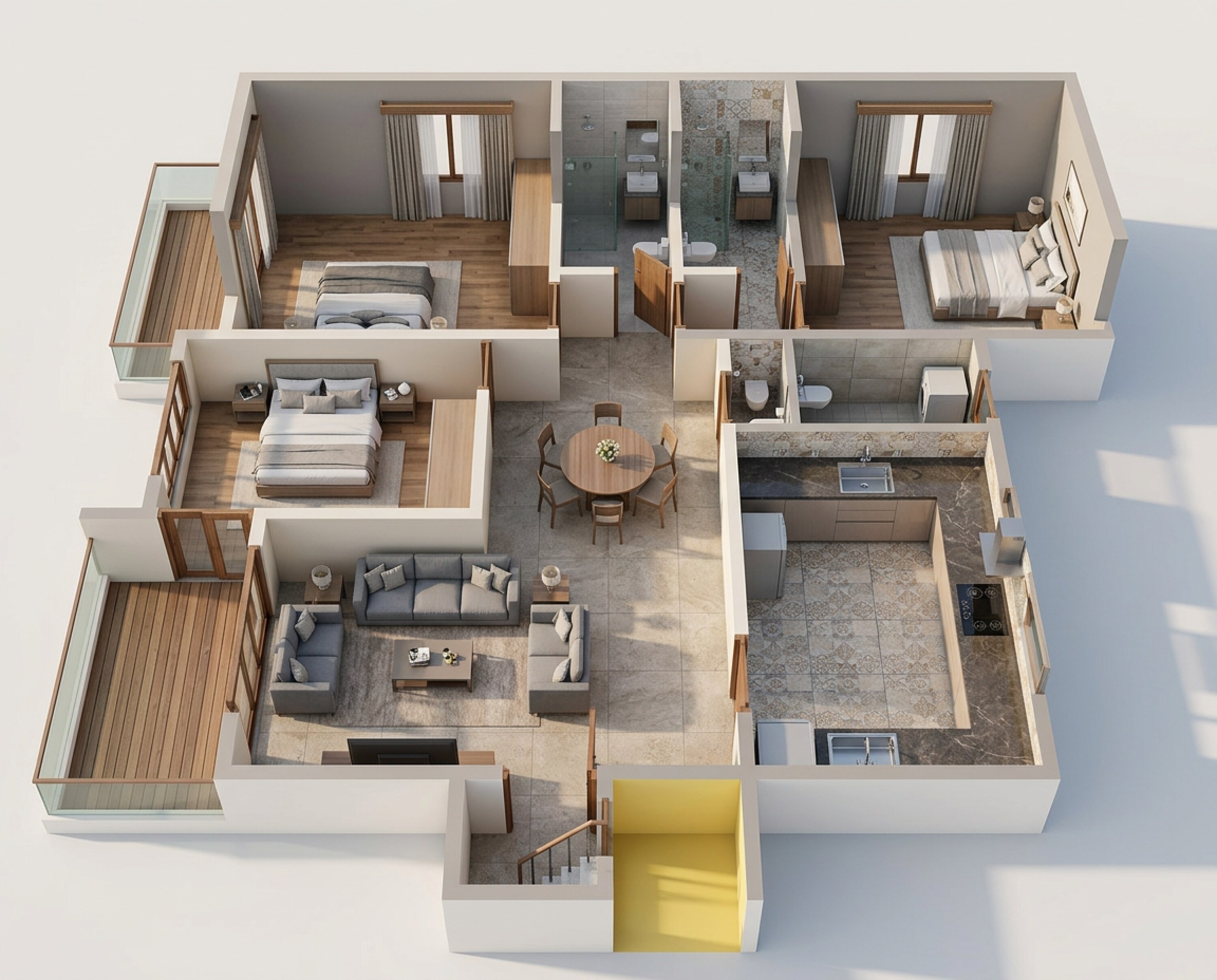 Floor plan of 3 BHK 1320 Sq. Ft. Apartment in Belvalkar Laxminiwas, Pune