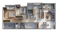 Floor plan of 2 BHK 758 Sq. Ft. Apartment in Shriram The Spectrum, Pune