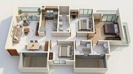 Floor plan of 3 BHK 935 Sq. Ft. Apartment in Shriram The Spectrum, Pune