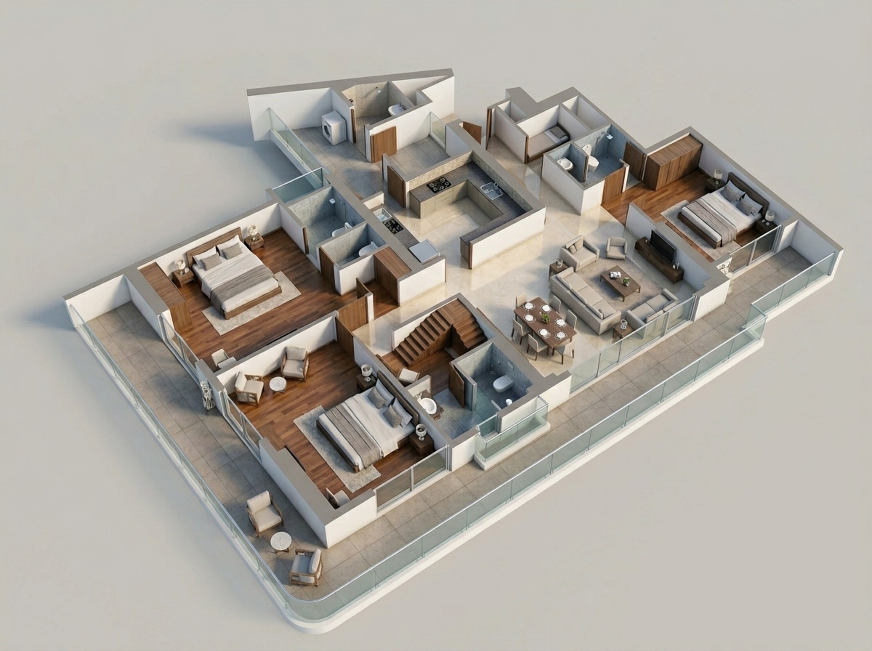 Floor plan of 3 BHK 2900 Sq. Ft. Apartment in Shapoorji Pallonji The Dualis, Gurgaon