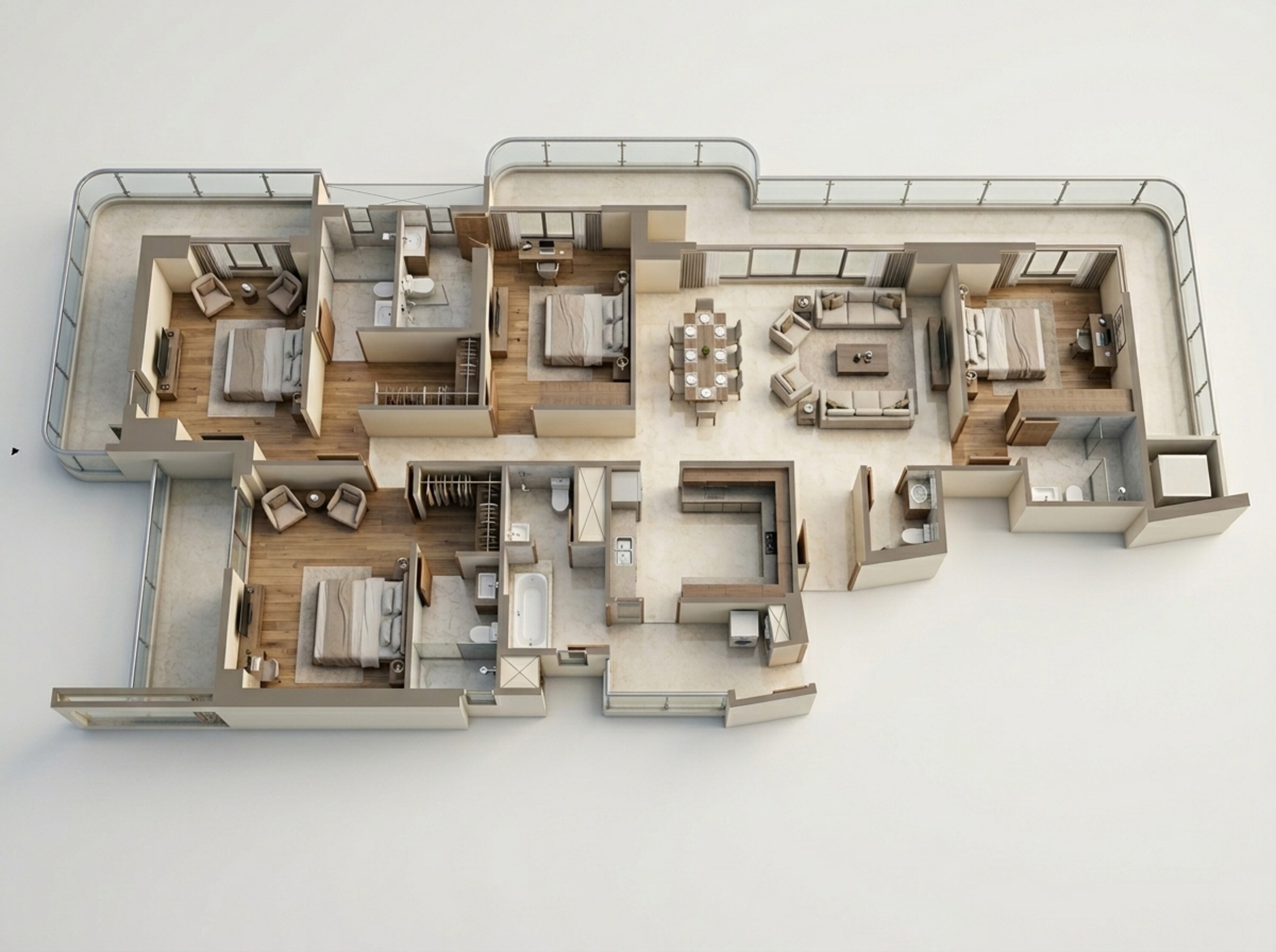 Floor plan of 4 BHK 3600 Sq. Ft. Apartment in Shapoorji Pallonji The Dualis, Gurgaon