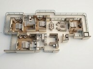 Floor plan of 4 BHK 3600 Sq. Ft. Apartment in Shapoorji Pallonji The Dualis, Gurgaon