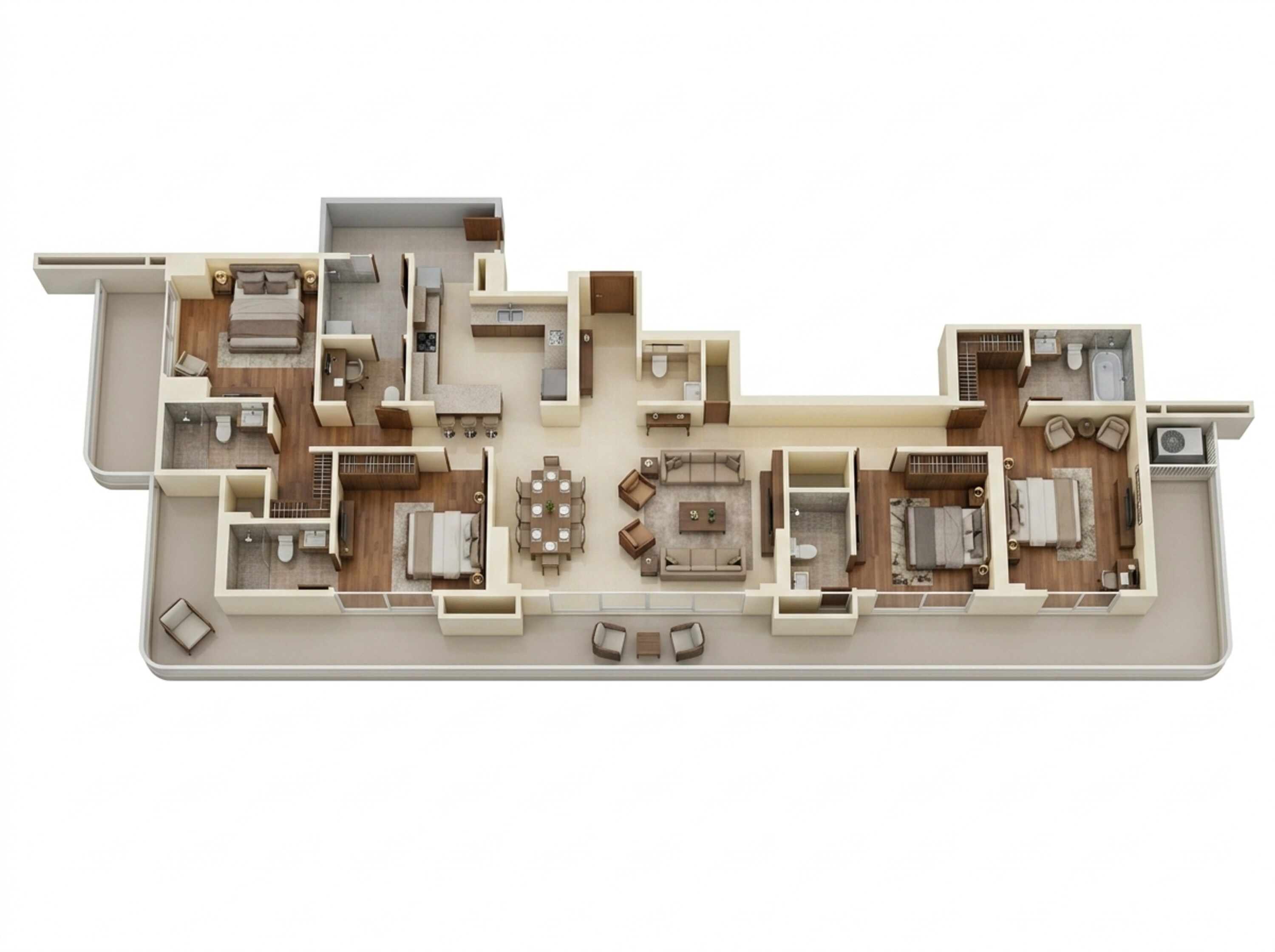 Floor plan of 4 BHK 3315 Sq. Ft. Apartment in Shapoorji Pallonji The Dualis, Gurgaon