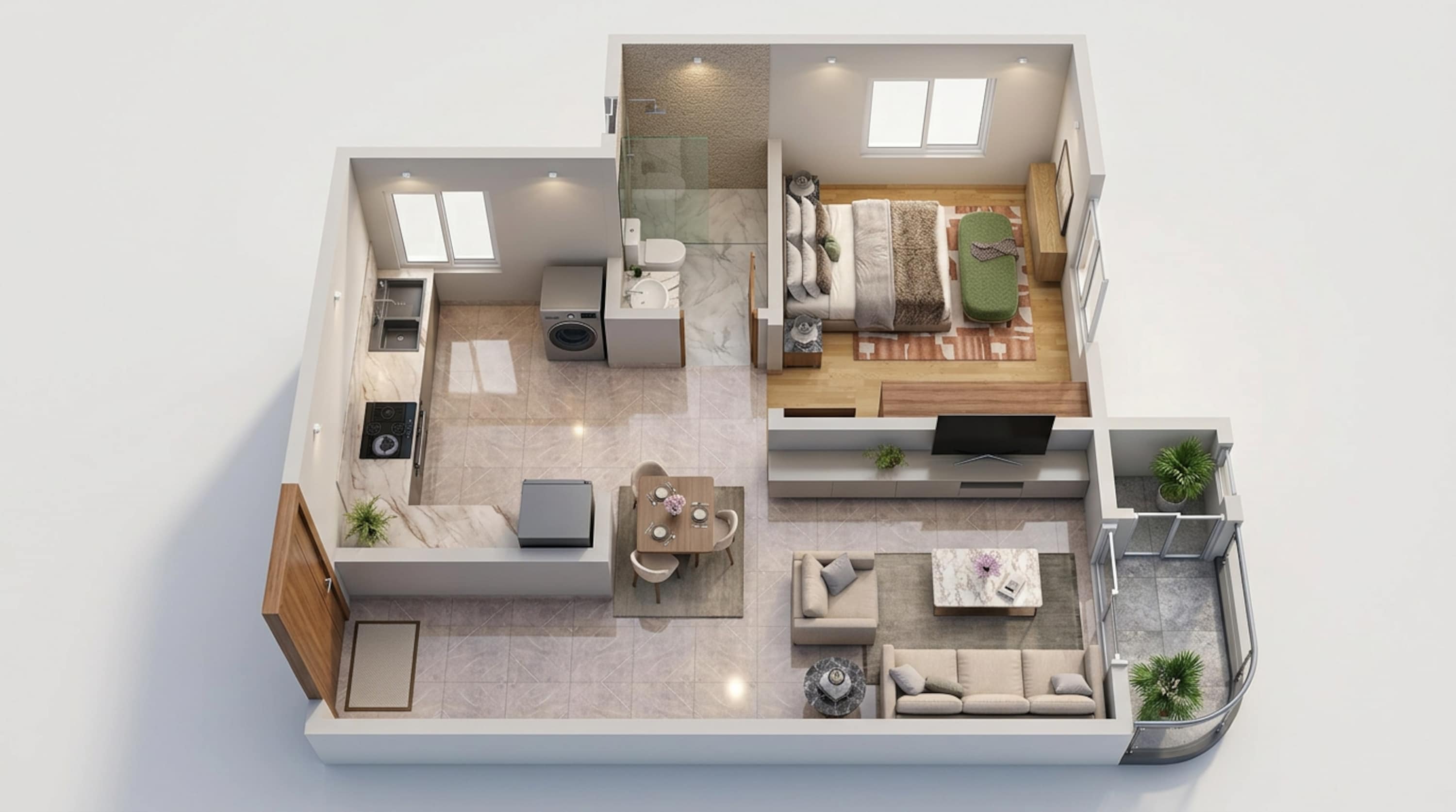 Floor plan of 1 BHK 731 Sq. Ft. Apartment in Sattva Vasanta Skye, Bangalore