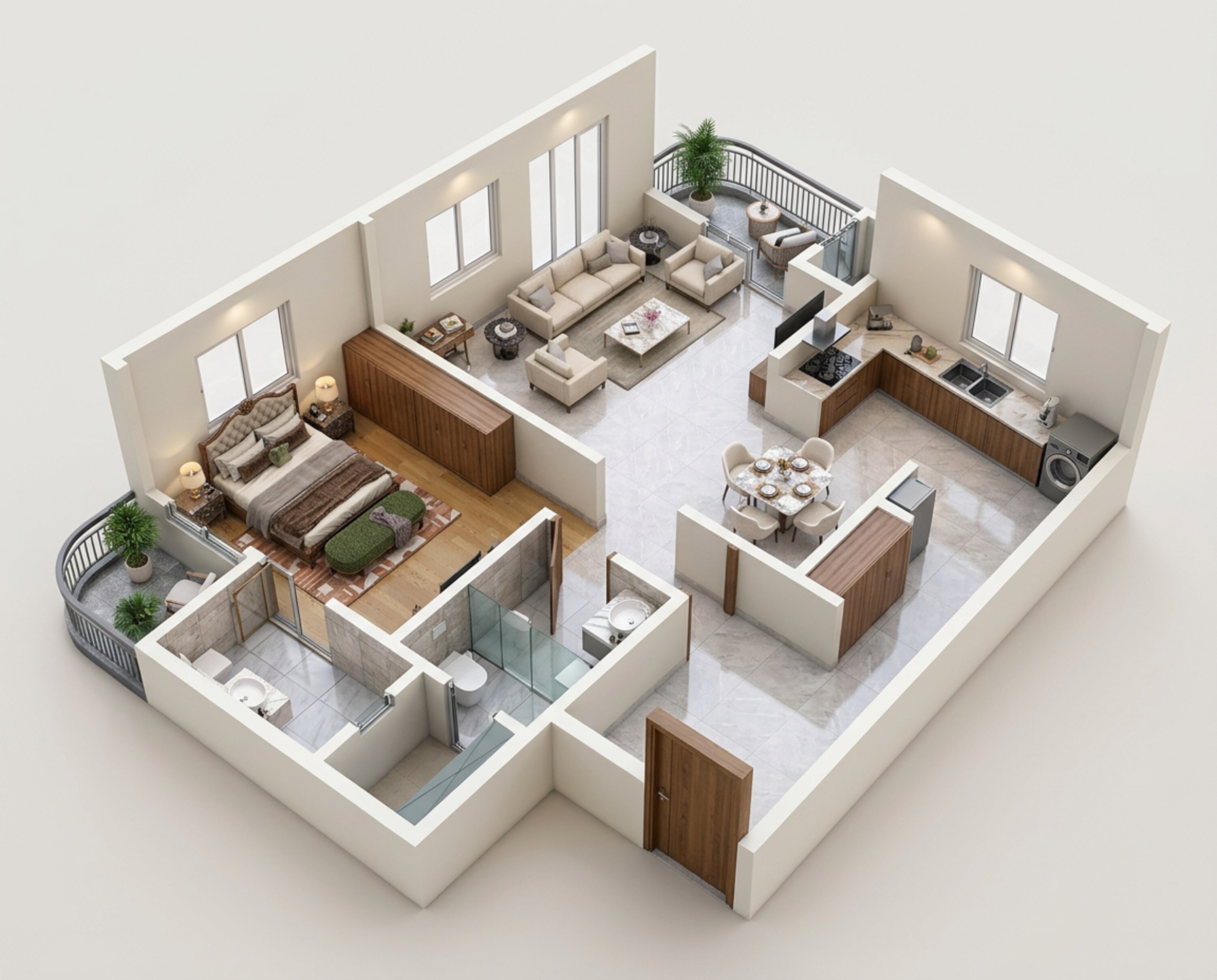Floor plan of 2 BHK 1243 Sq. Ft. Apartment in Sattva Vasanta Skye, Bangalore
