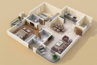 Floor plan of 2 BHK 1338 Sq. Ft. Apartment in Sattva Vasanta Skye, Bangalore