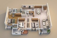 Floor plan of 3 BHK 1955 Sq. Ft. Apartment in Sattva Vasanta Skye, Bangalore