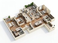 Floor plan of 3 BHK 2203 Sq. Ft. Apartment in Assetz Zen And Sato, Bangalore