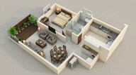 Floor plan of 1 BHK 730 Sq. Ft. Apartment in Casagrand Highclere, Chennai