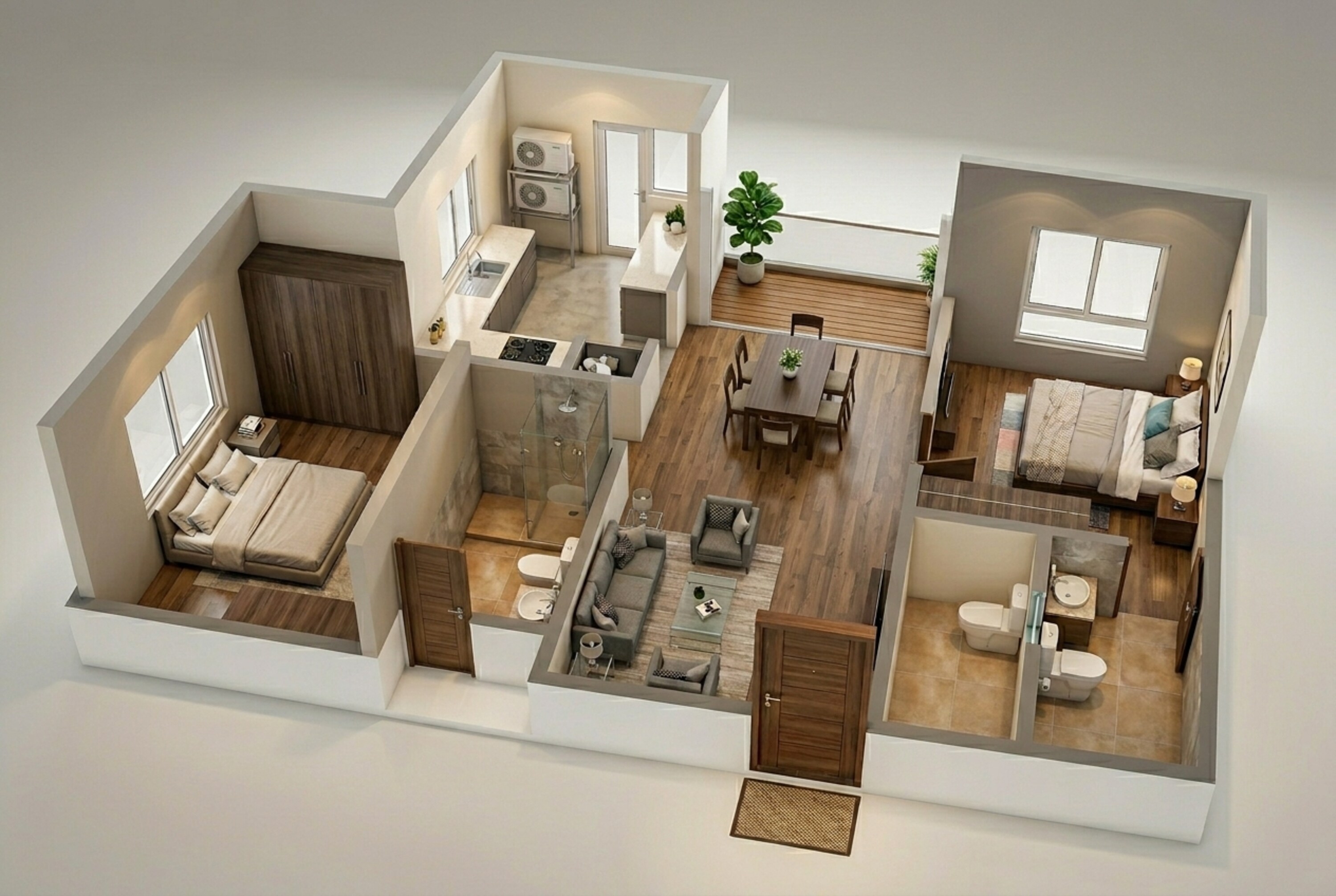Floor plan of 2 BHK 1058 Sq. Ft. Apartment in Casagrand Highclere, Chennai