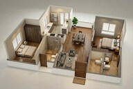 Floor plan of 2 BHK 1058 Sq. Ft. Apartment in Casagrand Highclere, Chennai