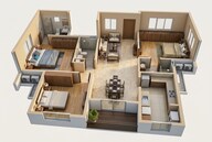 Floor plan of 3 BHK 1498 Sq. Ft. Apartment in Casagrand Highclere, Chennai
