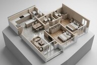 Floor plan of 2 BHK 841 Sq. Ft. Apartment in Chandak Vansham, Mumbai
