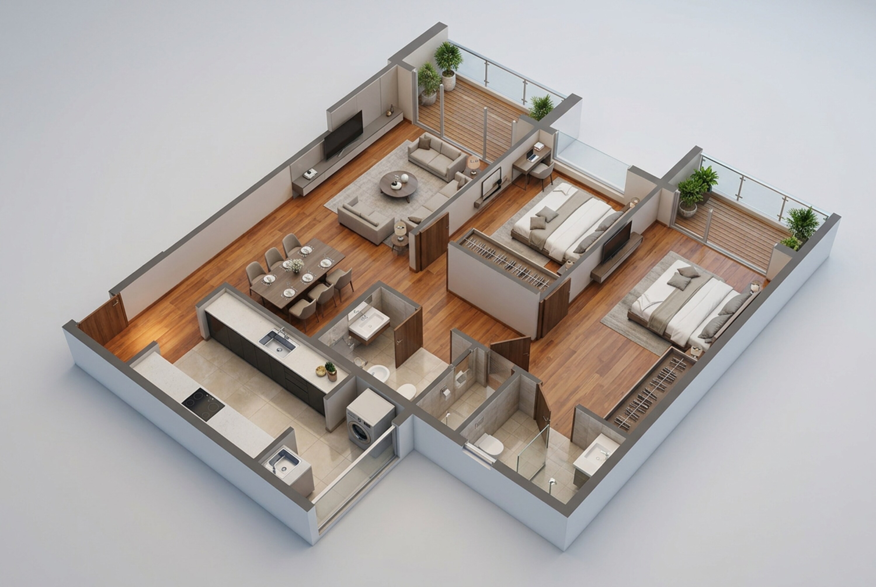 Floor plan of 2 BHK 954 Sq. Ft. Apartment in Chandak Vansham, Mumbai