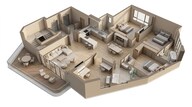 Floor plan of 4 BHK 3100 Sq. Ft. Apartment in Rustomjee Cliff Tower, Mumbai