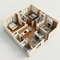 Floor plan of 2 BHK 1237 Sq. Ft. Apartment in MR Serenity, Bangalore