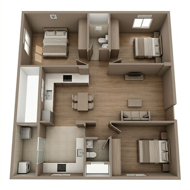 Floor plan of 3 BHK 1548 Sq. Ft. Apartment in MR Serenity, Bangalore