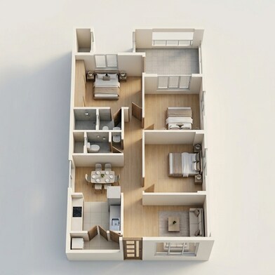 Floor plan of 3 BHK 1610 Sq. Ft. Apartment in MR Serenity, Bangalore
