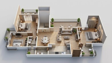 Floor plan of 3 BHK 1869 Sq. Ft. Apartment in Northwind Sanctuary, Greater Noida