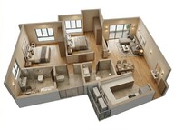 Floor plan of 2 BHK 663 Sq. Ft. Apartment in K Raheja Jade City, Navi Mumbai