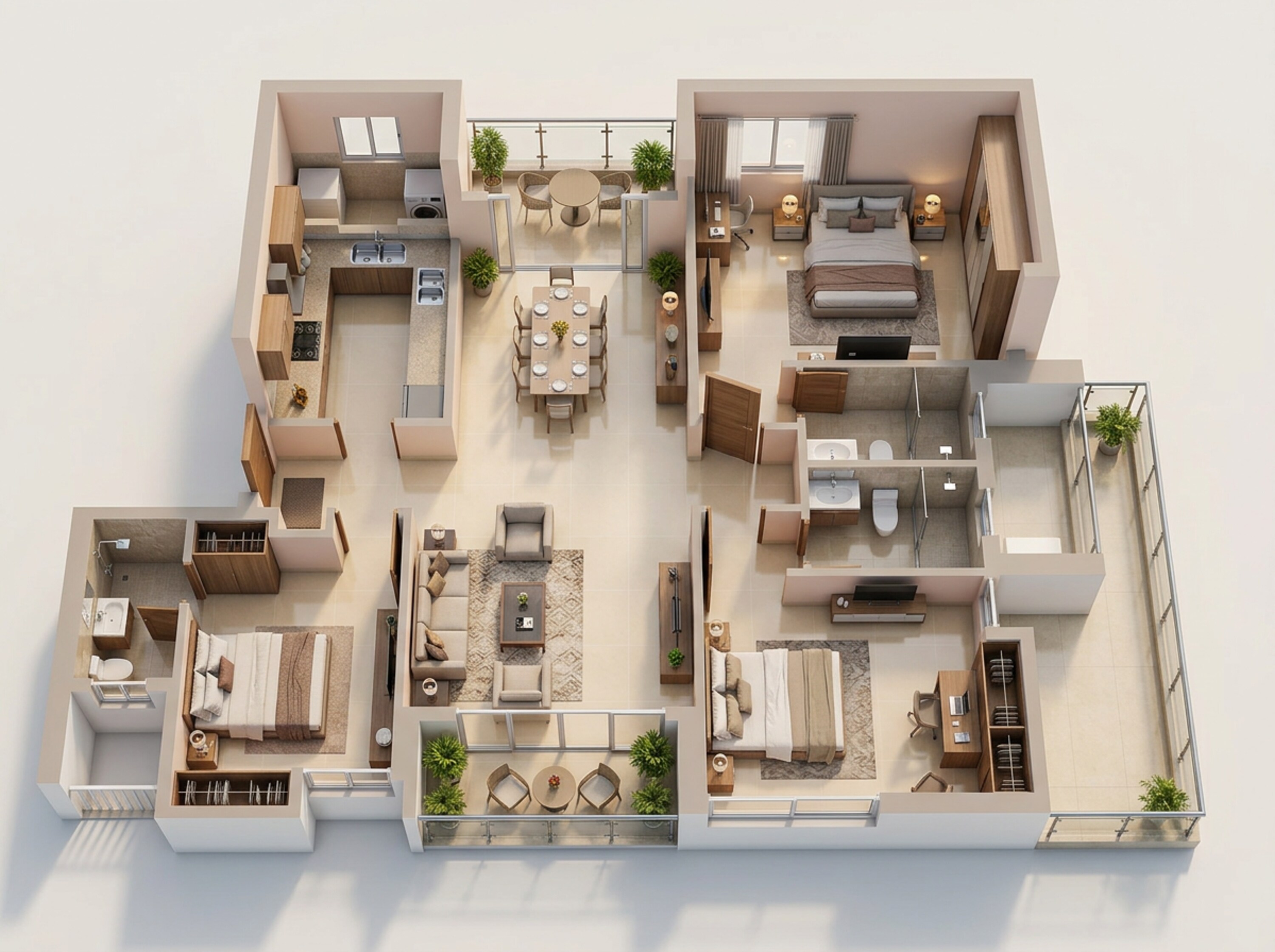 Floor plan of 3 BHK 1148 Sq. Ft. Apartment in K Raheja Jade City, Navi Mumbai
